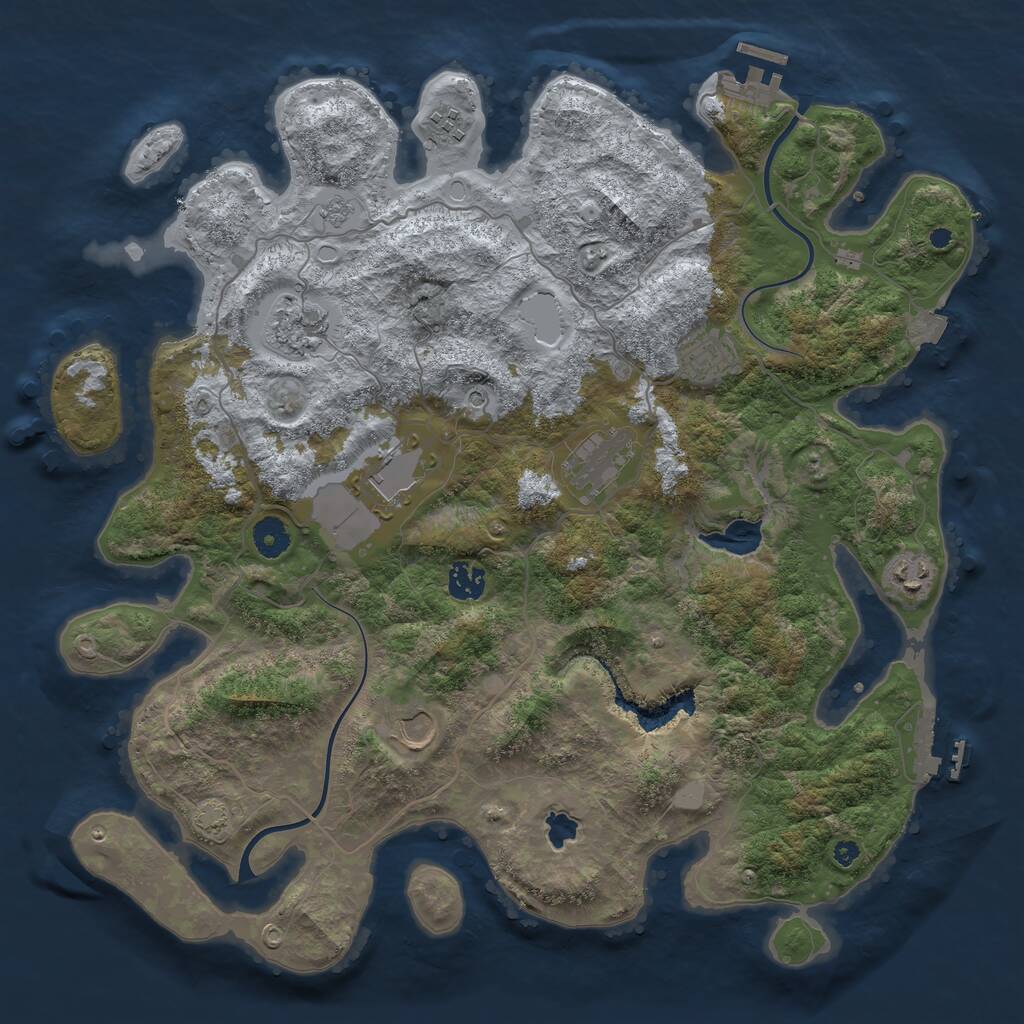 Rust Map: Procedural Map, Size: 4000, Seed: 123987564, 14 Monuments