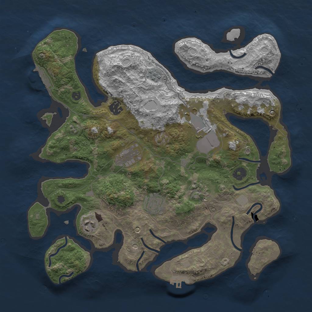 Rust Map: Procedural Map, Size: 3550, Seed: 880764, 15 Monuments