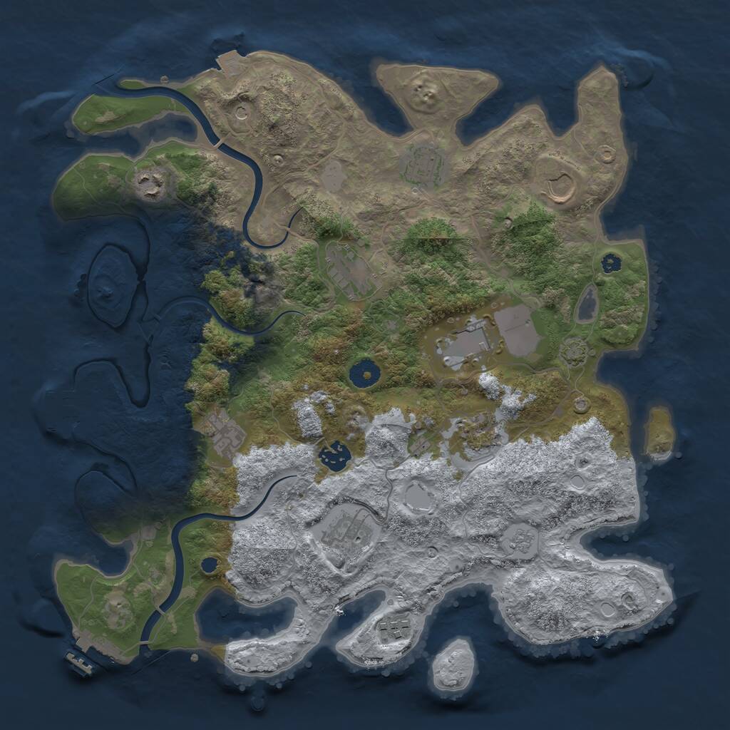 Rust Map: Procedural Map, Size: 3750, Seed: 261085621, 16 Monuments