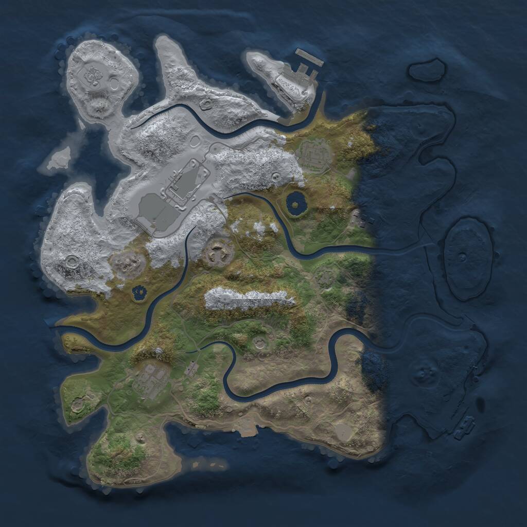 Rust Map: Procedural Map, Size: 3550, Seed: 633336, 11 Monuments
