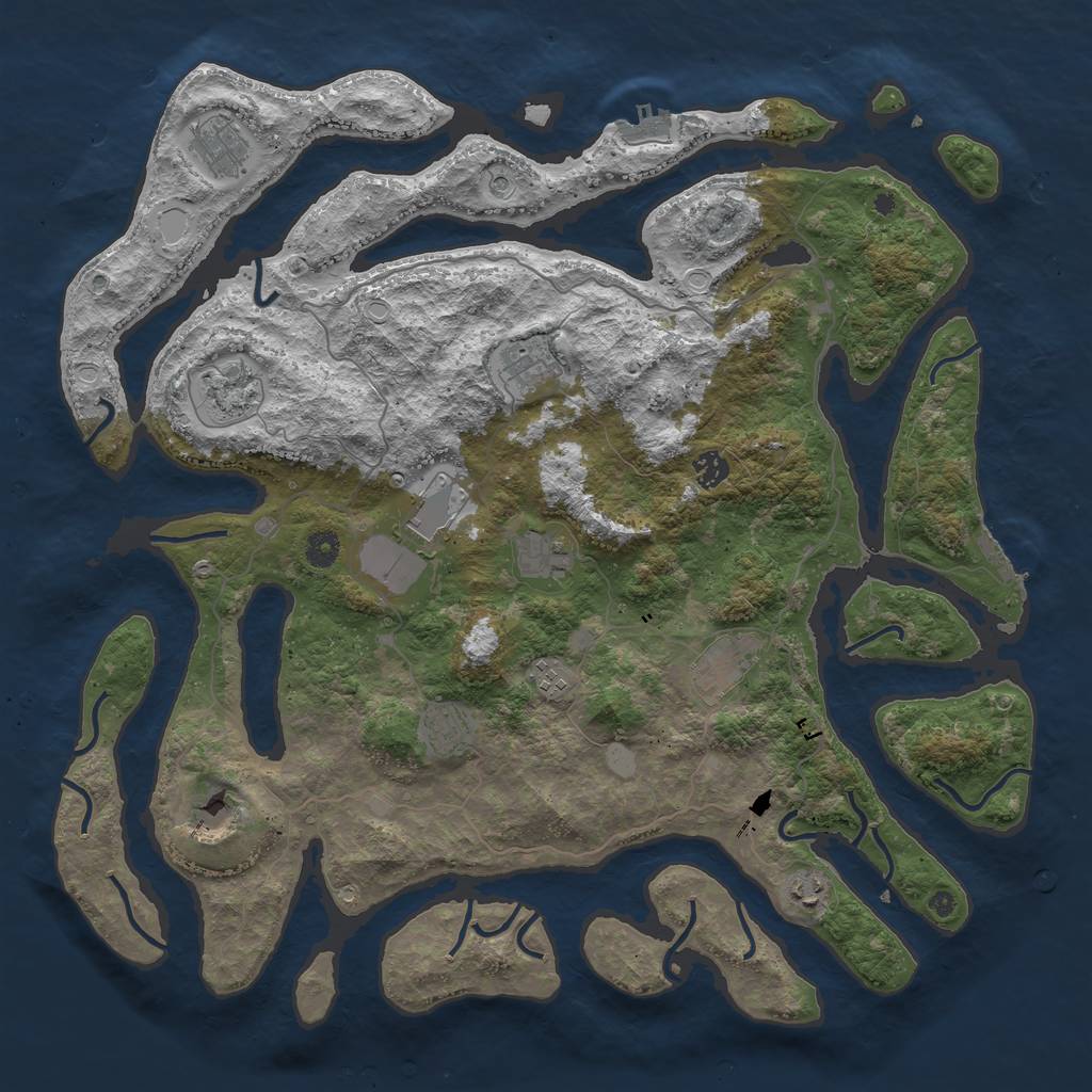 Rust Map: Procedural Map, Size: 4500, Seed: 118882410, 19 Monuments