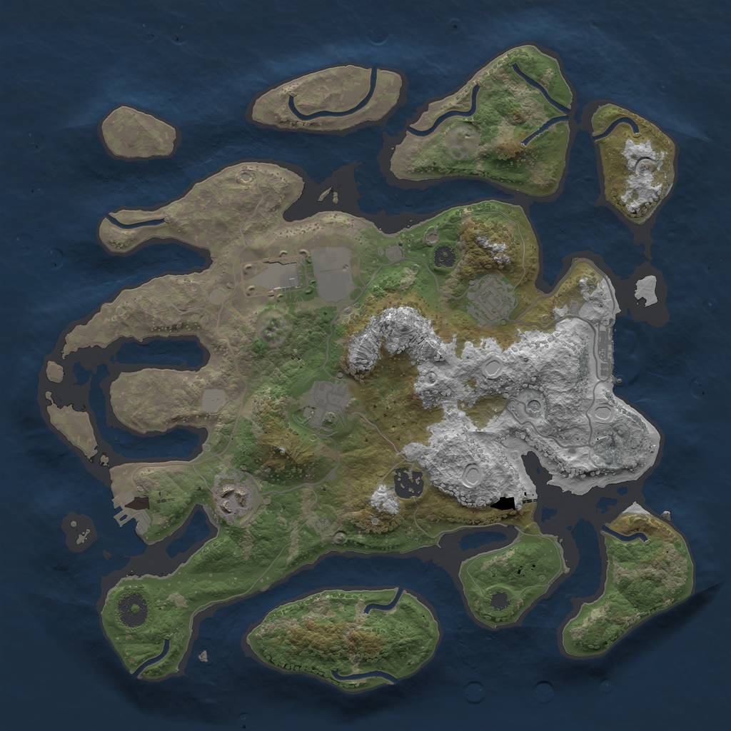 Rust Map: Procedural Map, Size: 3500, Seed: 29544555, 13 Monuments