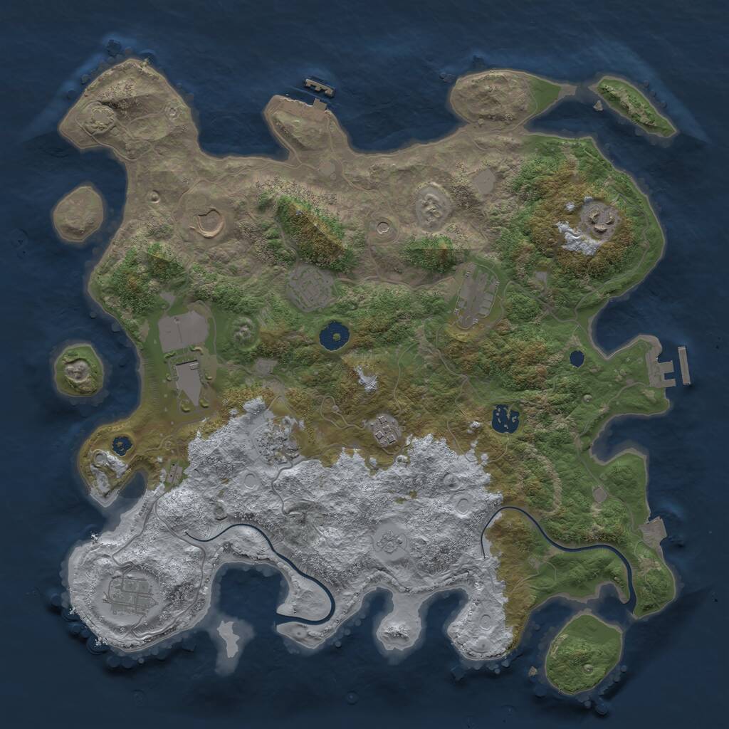 Rust Map: Procedural Map, Size: 3850, Seed: 847491786, 15 Monuments