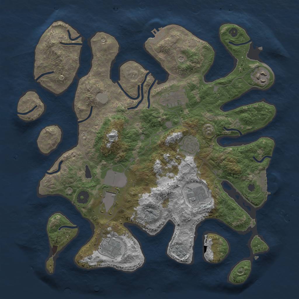 Rust Map: Procedural Map, Size: 3550, Seed: 444992, 15 Monuments