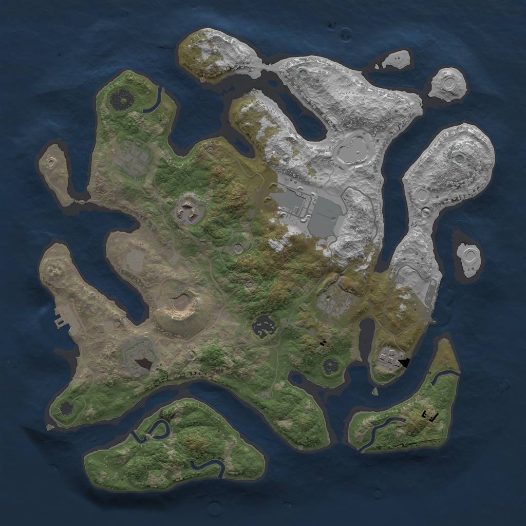 Rust Map: Procedural Map, Size: 3550, Seed: 490849, 16 Monuments
