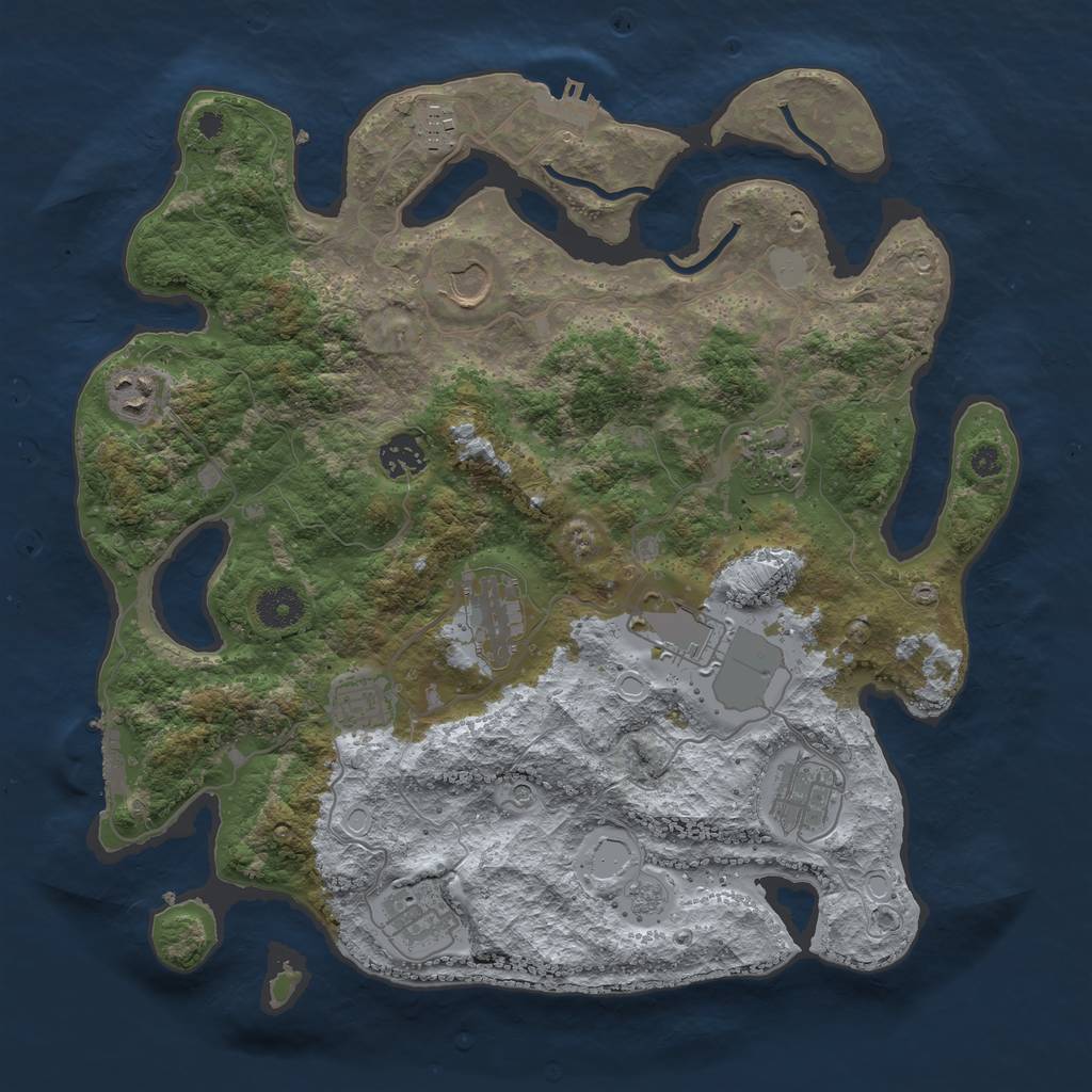 Rust Map: Procedural Map, Size: 3700, Seed: 1394469707, 17 Monuments