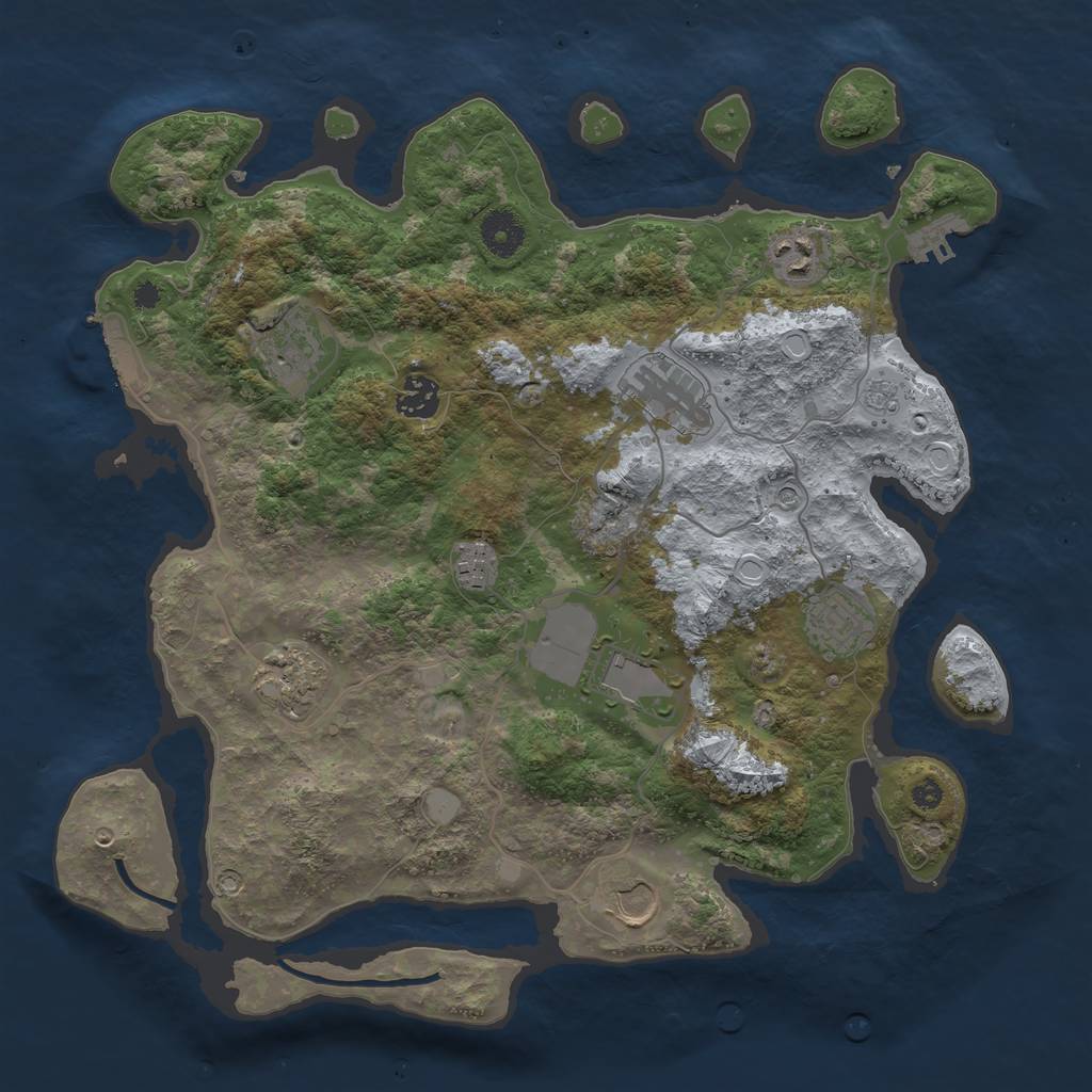 Rust Map: Procedural Map, Size: 3700, Seed: 598655734, 16 Monuments