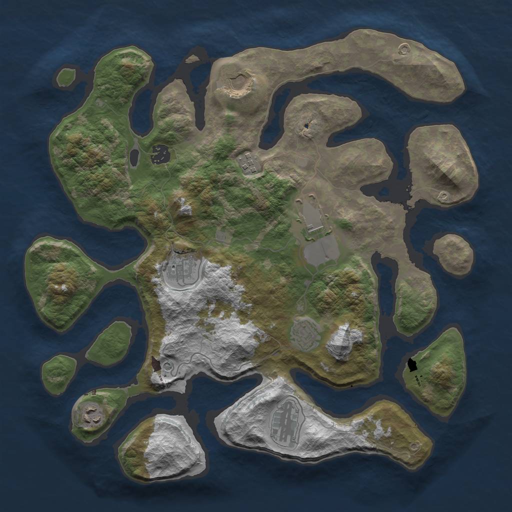 Rust Map: Barren, Size: 3800, Seed: 3800, 11 Monuments