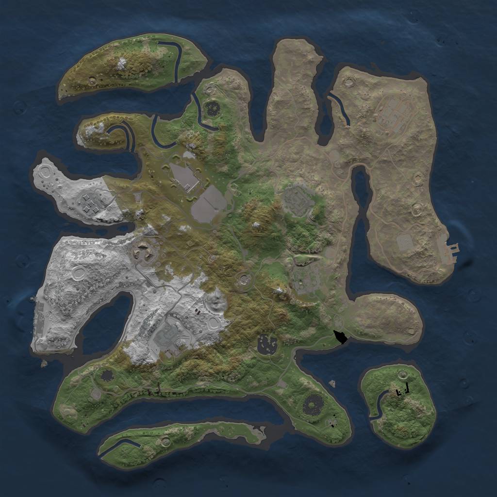 Rust Map: Procedural Map, Size: 3500, Seed: 1083295372, 16 Monuments
