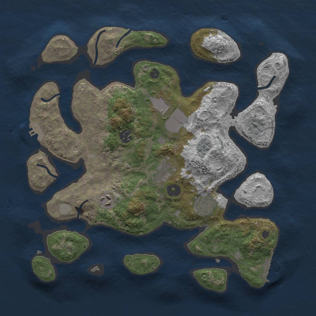 Rust Map: Procedural Map, Size: 3550, Seed: 913930, 14 Monuments