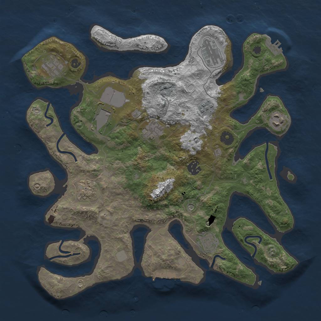 Rust Map: Procedural Map, Size: 3550, Seed: 834844, 17 Monuments