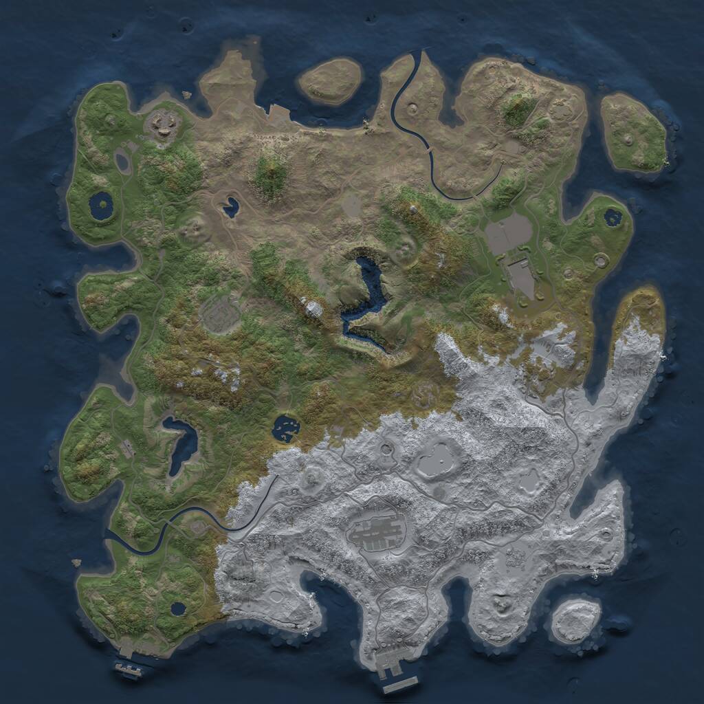 Rust Map: Procedural Map, Size: 4000, Seed: 712371, 12 Monuments