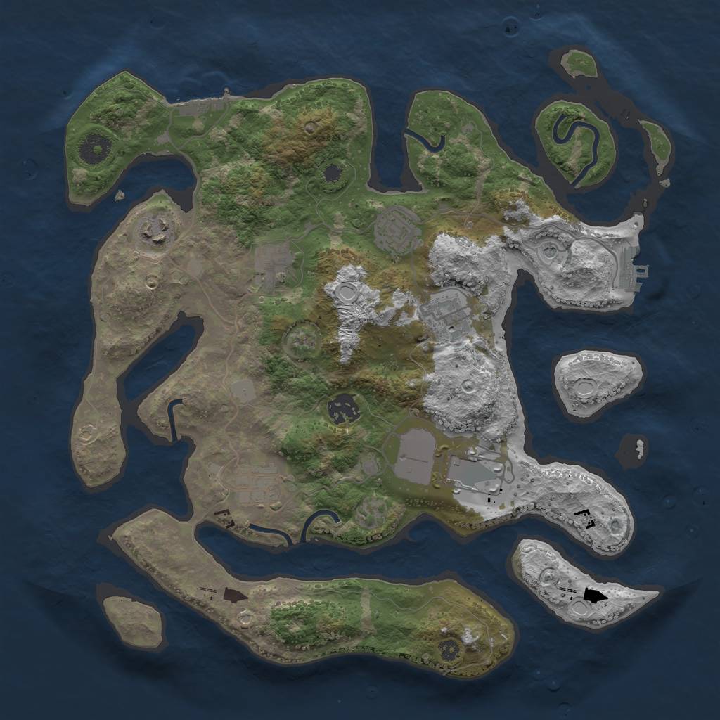 Rust Map: Procedural Map, Size: 3500, Seed: 1638007917, 15 Monuments