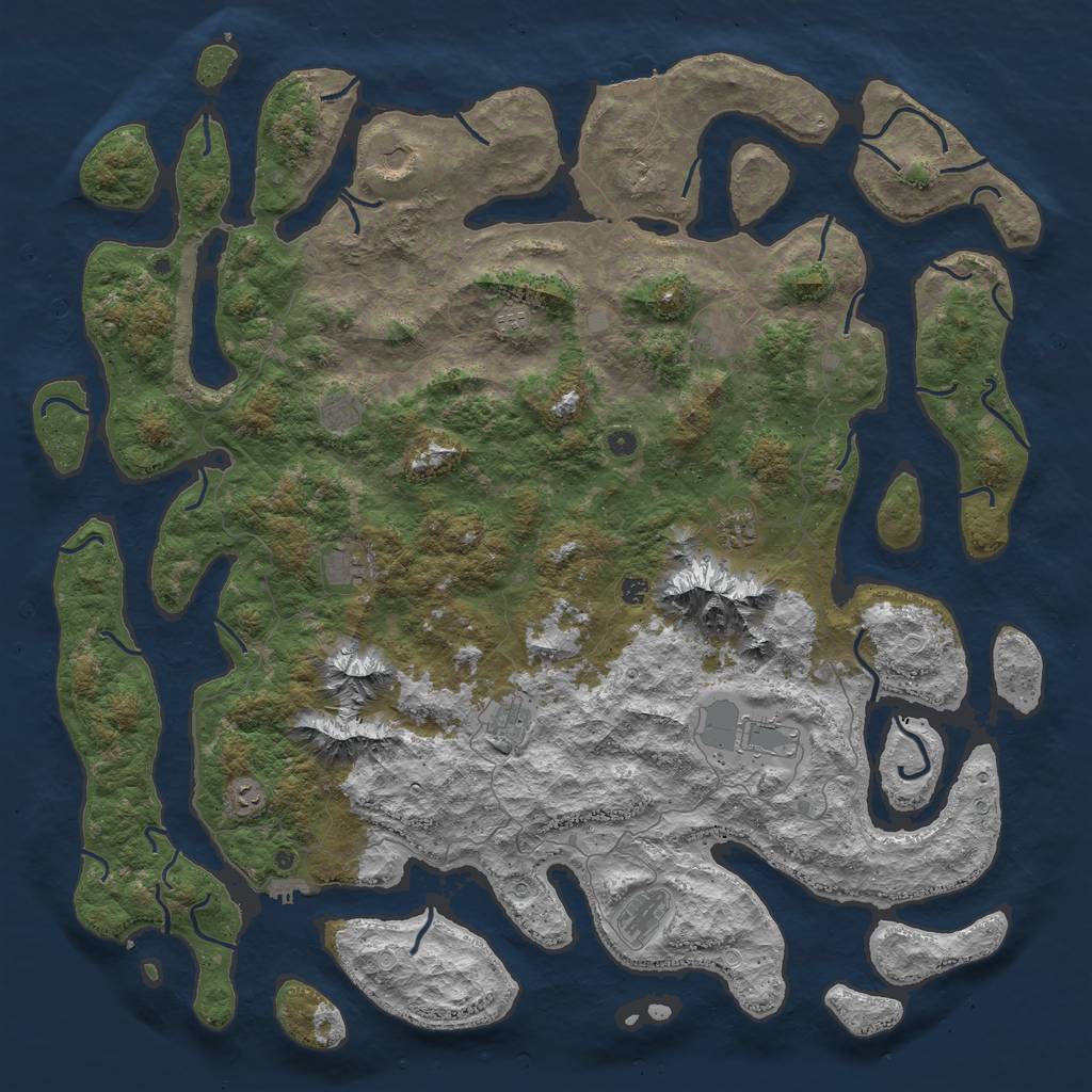 Rust Map: Procedural Map, Size: 6000, Seed: 2023, 19 Monuments