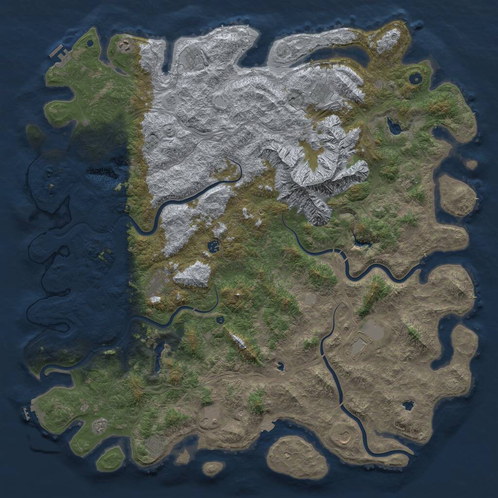 Rust Map: Procedural Map, Size: 6000, Seed: 19875, 17 Monuments