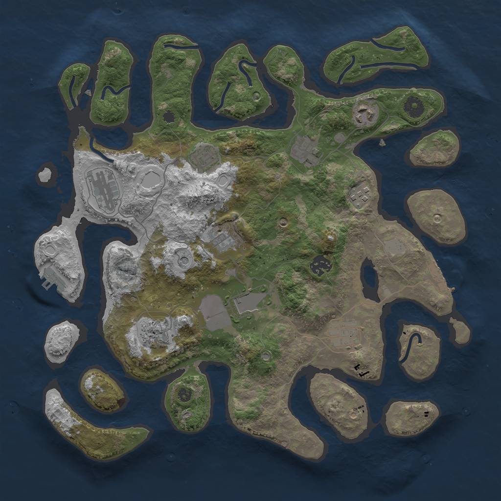 Rust Map: Procedural Map, Size: 3700, Seed: 897128795, 18 Monuments