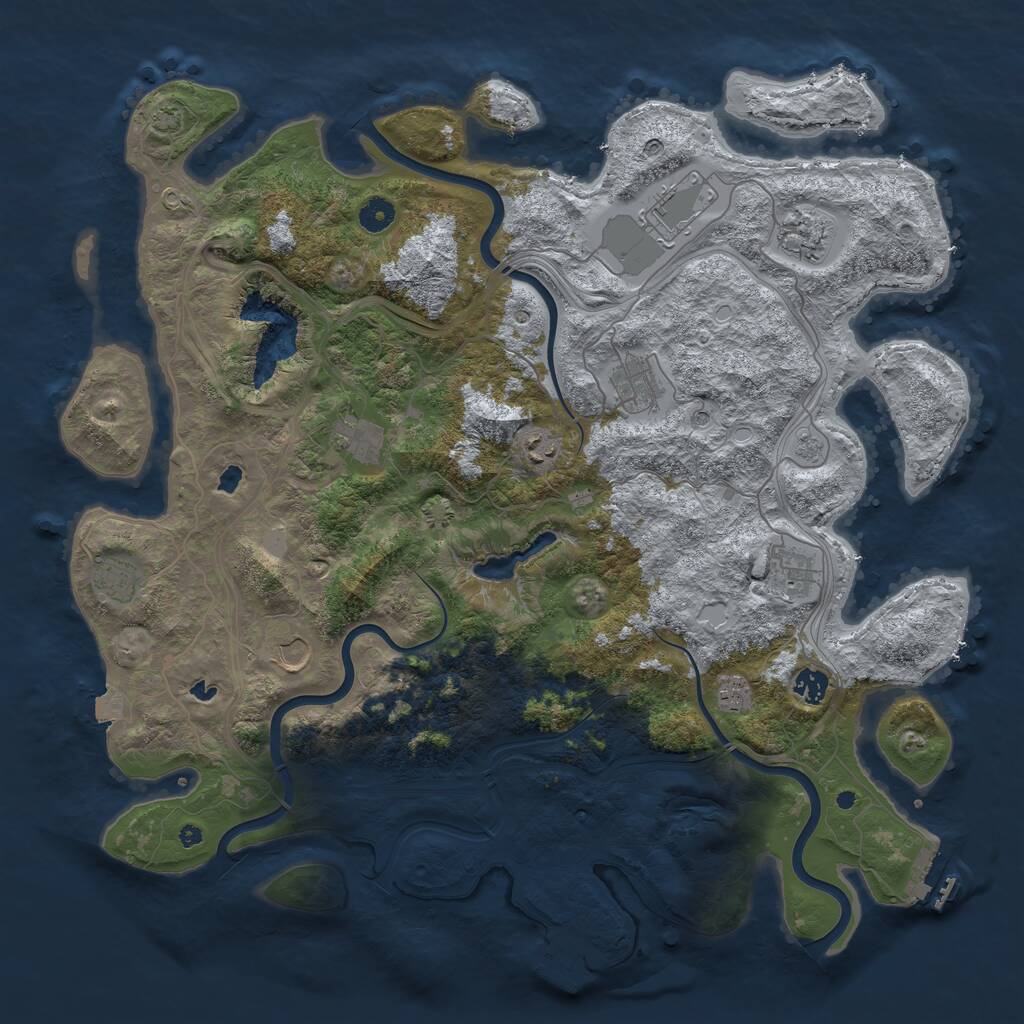 Rust Map: Procedural Map, Size: 4500, Seed: 9876540, 16 Monuments