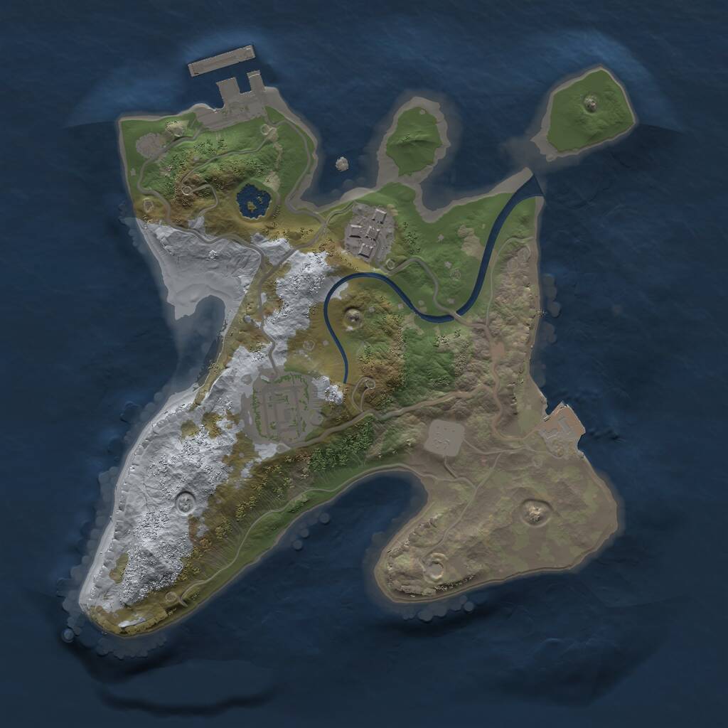 Rust Map: Procedural Map, Size: 2200, Seed: 1251453197, 4 Monuments