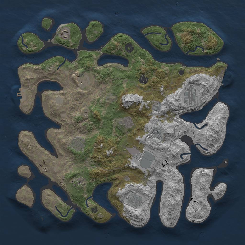 Rust Map: Procedural Map, Size: 4000, Seed: 29071966, 18 Monuments