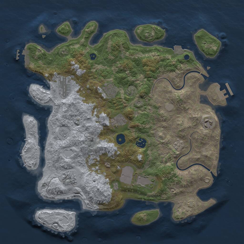 Rust Map: Procedural Map, Size: 3700, Seed: 12413, 14 Monuments