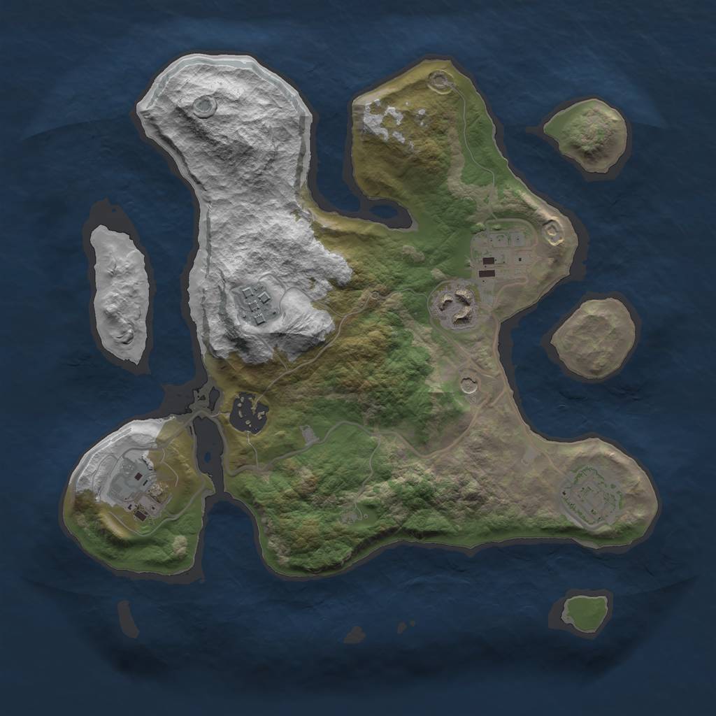 Rust Map: Barren, Size: 2750, Seed: 6161234, 9 Monuments