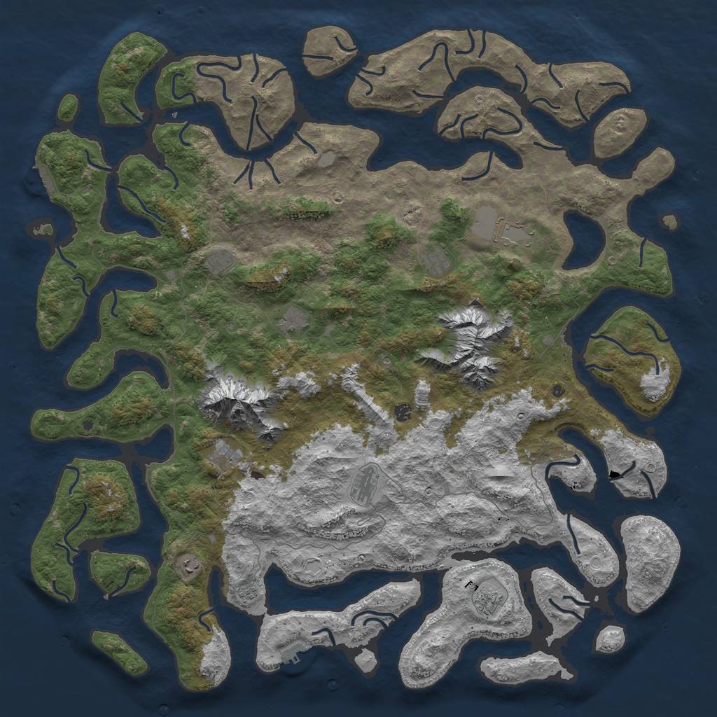 Rust Map: Procedural Map, Size: 6000, Seed: 908220, 18 Monuments