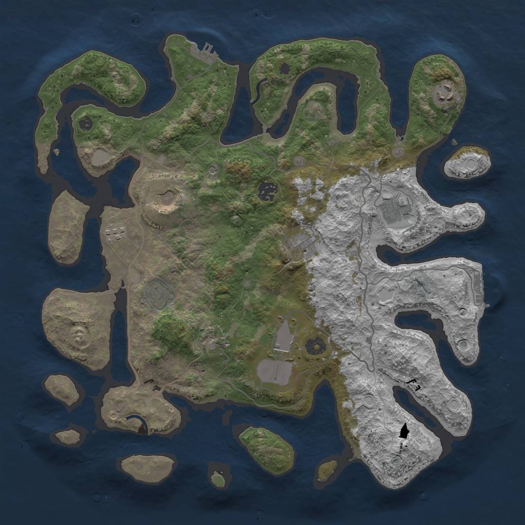 Rust Map: Procedural Map, Size: 4000, Seed: 1536322872, 17 Monuments