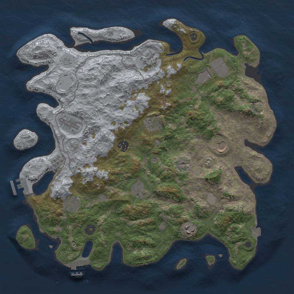 Rust Map: Procedural Map, Size: 4000, Seed: 862850, 16 Monuments