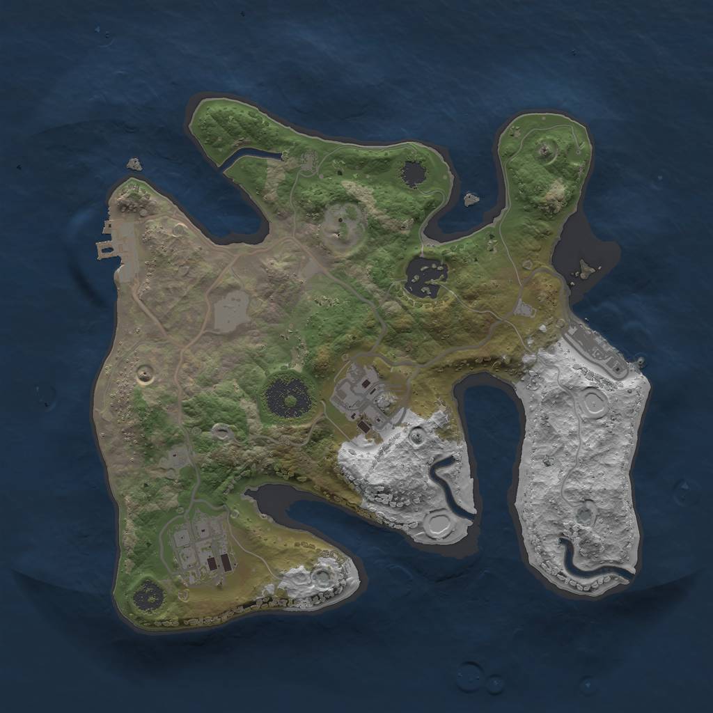 Rust Map: Procedural Map, Size: 2500, Seed: 22534, 10 Monuments