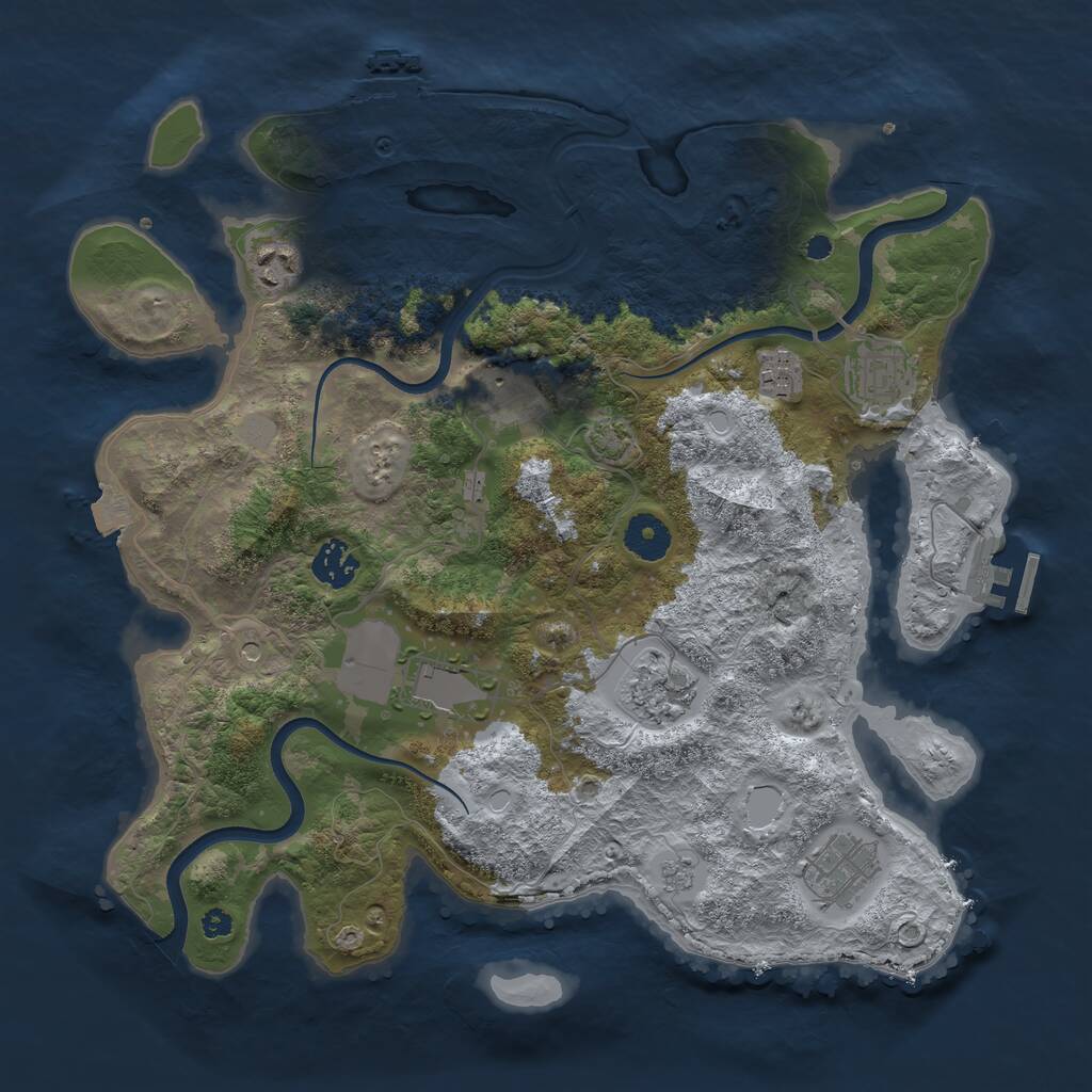 Rust Map: Procedural Map, Size: 3600, Seed: 193759321, 14 Monuments