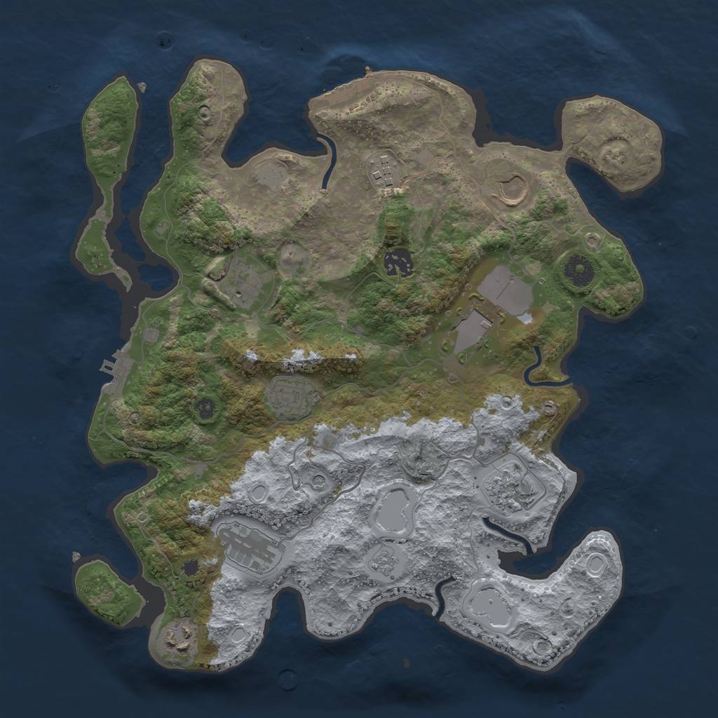 Rust Map: Procedural Map, Size: 3550, Seed: 423933, 16 Monuments