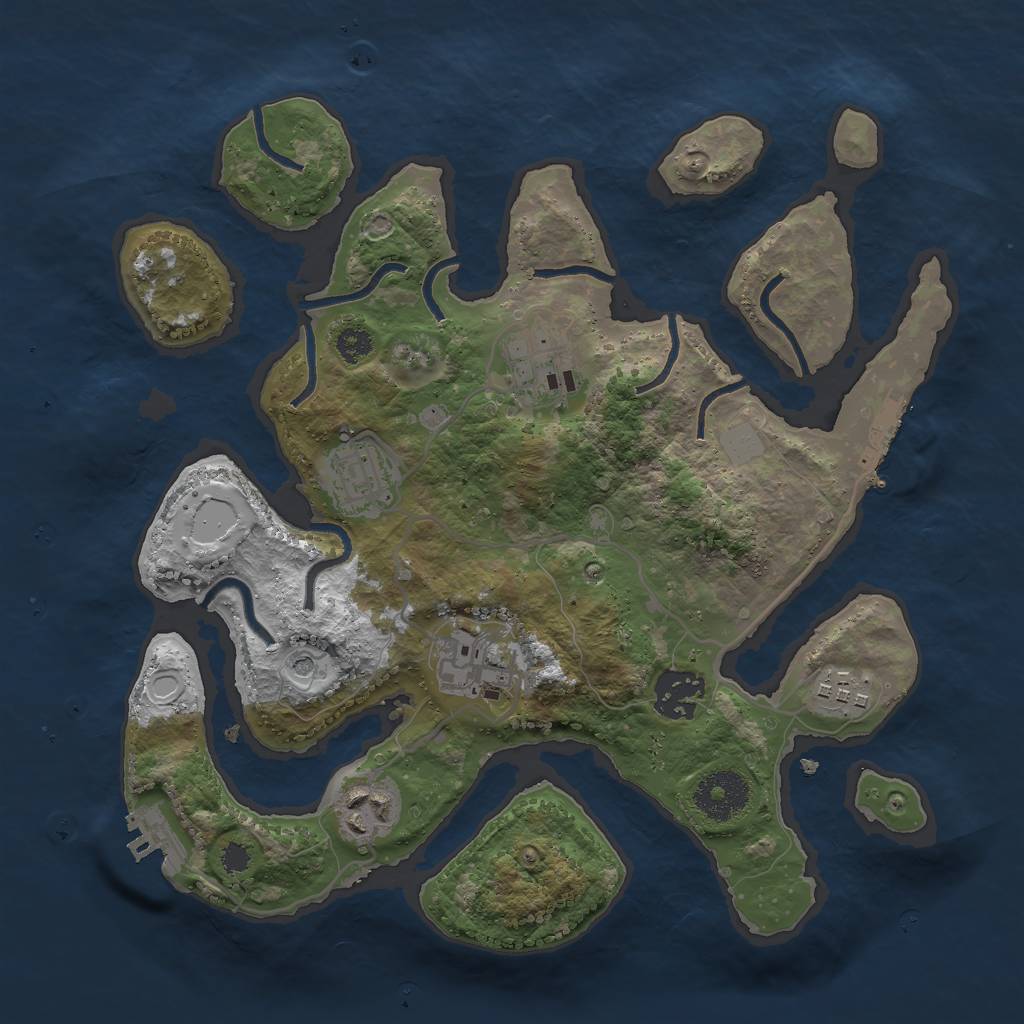Rust Map: Procedural Map, Size: 3000, Seed: 66239120, 14 Monuments