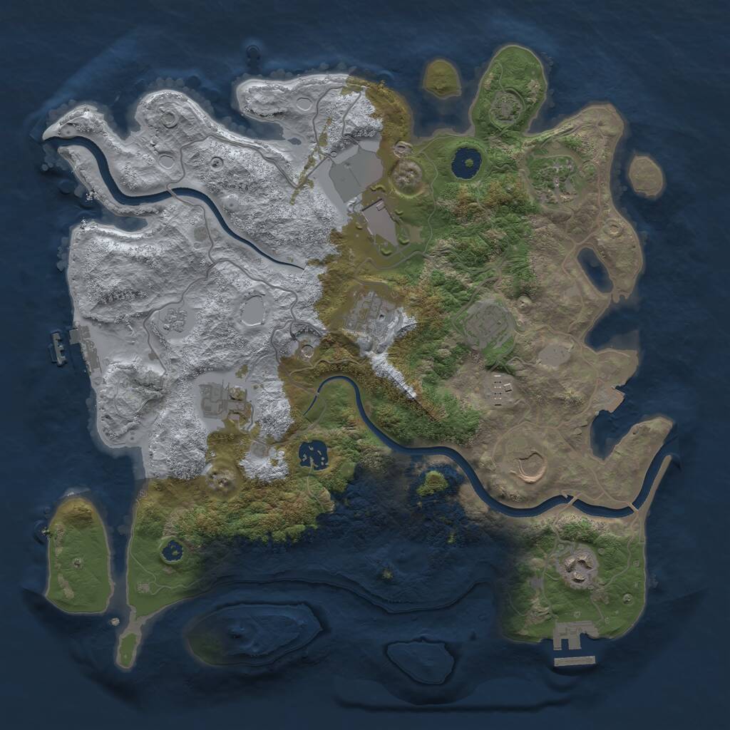 Rust Map: Procedural Map, Size: 3600, Seed: 2092923580, 15 Monuments