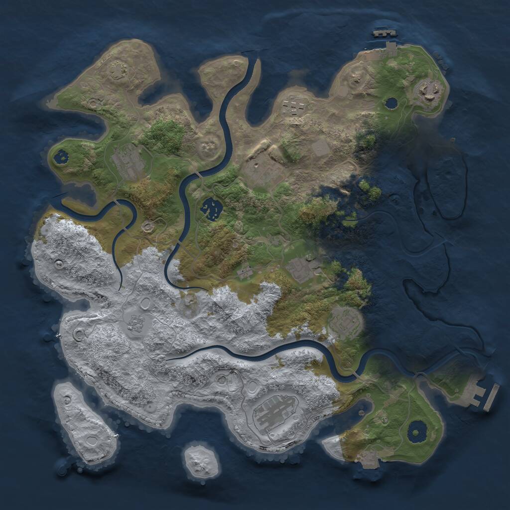 Rust Map: Procedural Map, Size: 3550, Seed: 305756, 14 Monuments