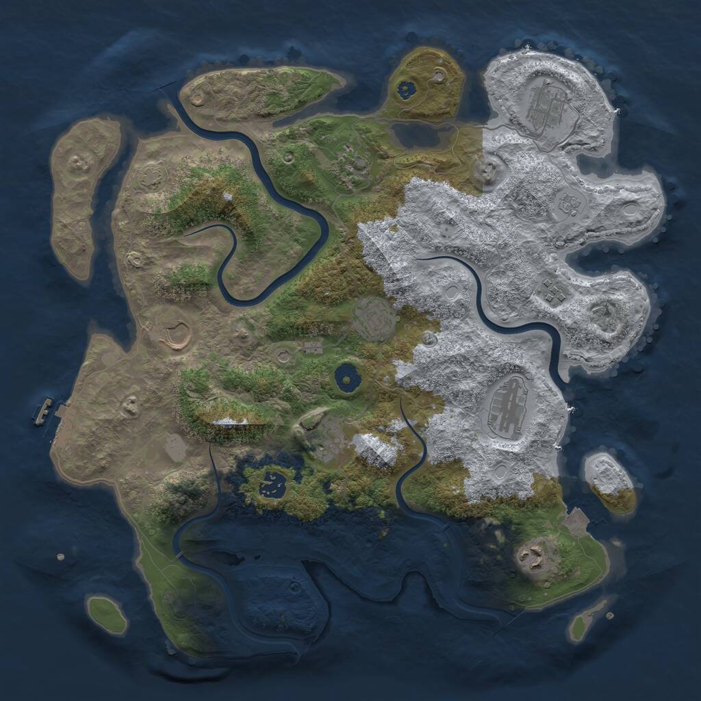 Rust Map: Procedural Map, Size: 3875, Seed: 1429771033, 14 Monuments