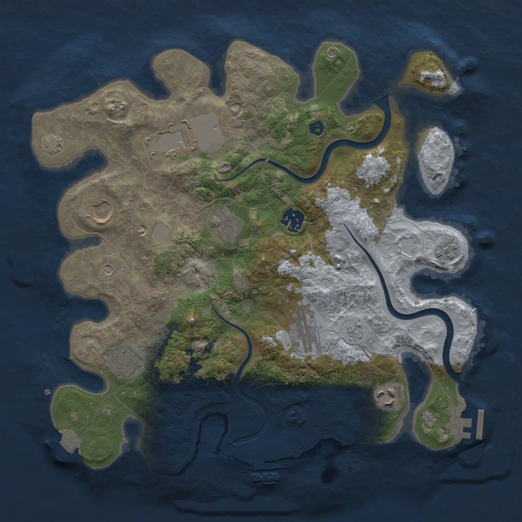 Rust Map: Procedural Map, Size: 3500, Seed: 1701004003, 14 Monuments
