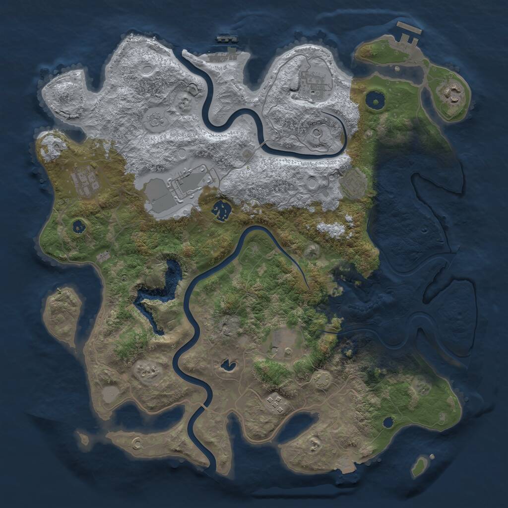Rust Map: Procedural Map, Size: 4000, Seed: 53123, 14 Monuments