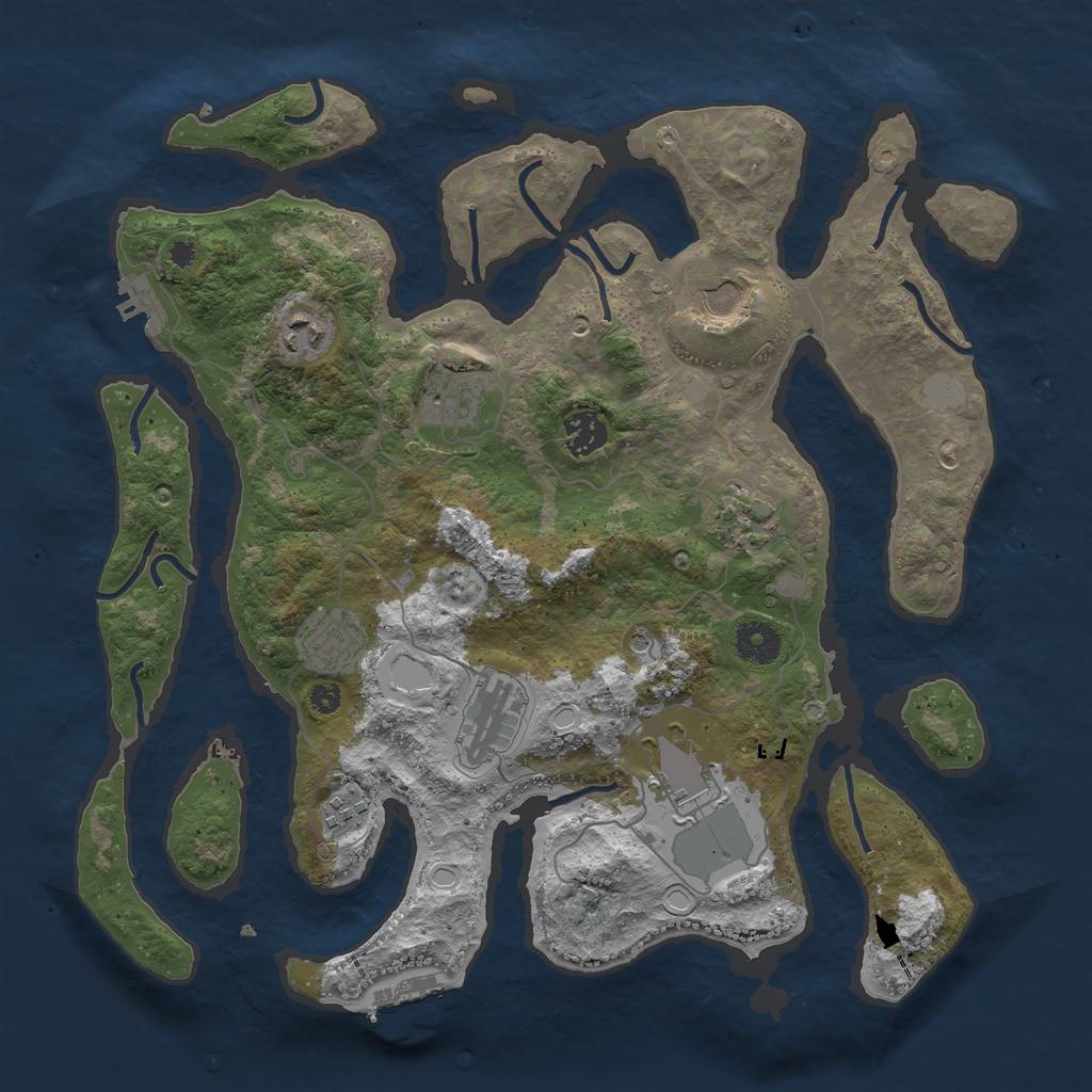 Rust Map: Procedural Map, Size: 3700, Seed: 884307595, 17 Monuments