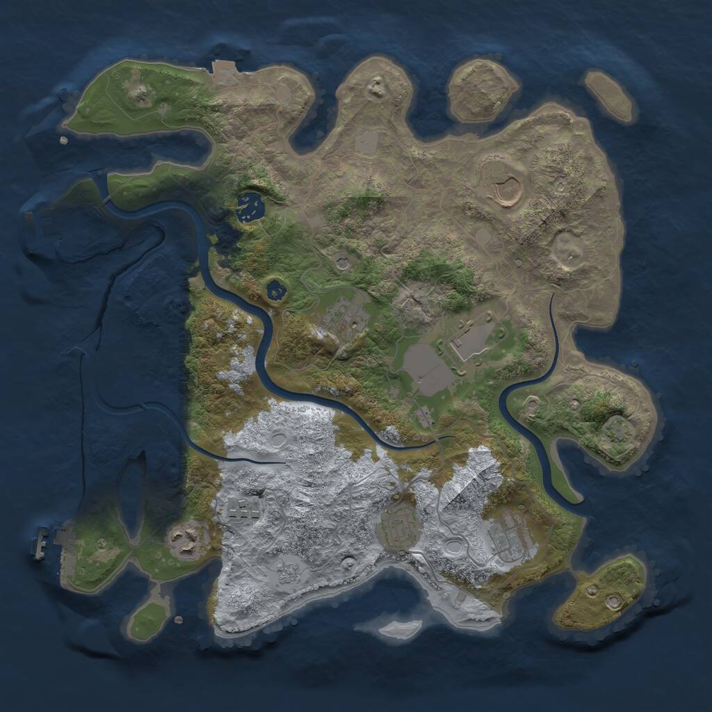 Rust Map: Procedural Map, Size: 3550, Seed: 670711, 14 Monuments