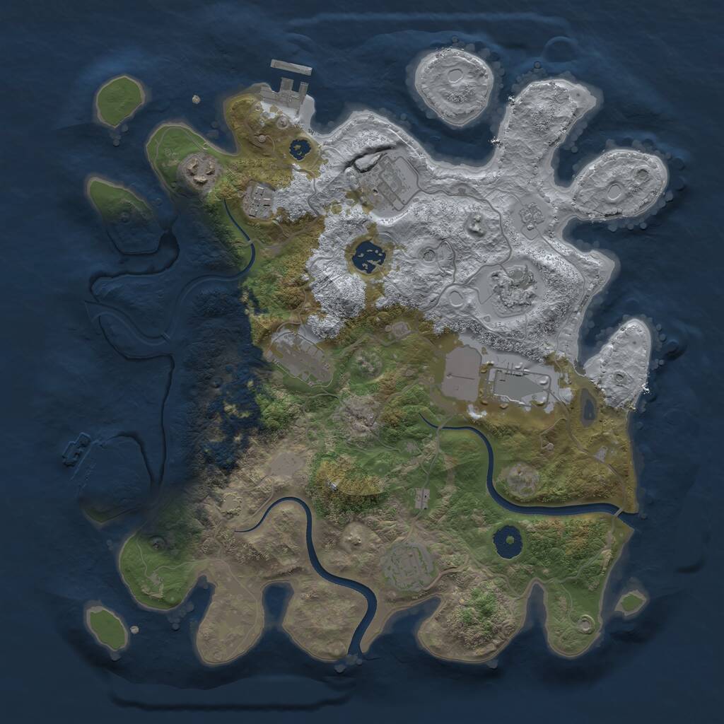 Rust Map: Procedural Map, Size: 3550, Seed: 824331, 14 Monuments