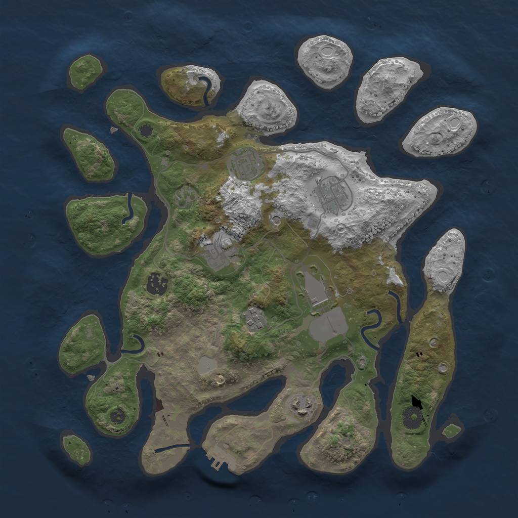 Rust Map: Procedural Map, Size: 3550, Seed: 824331, 14 Monuments