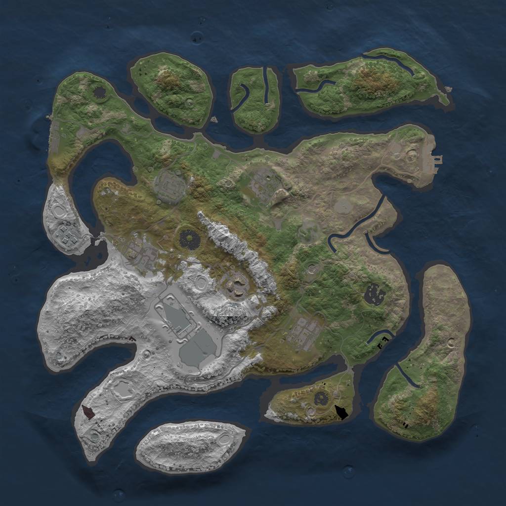 Rust Map: Procedural Map, Size: 3600, Seed: 2112279956, 16 Monuments
