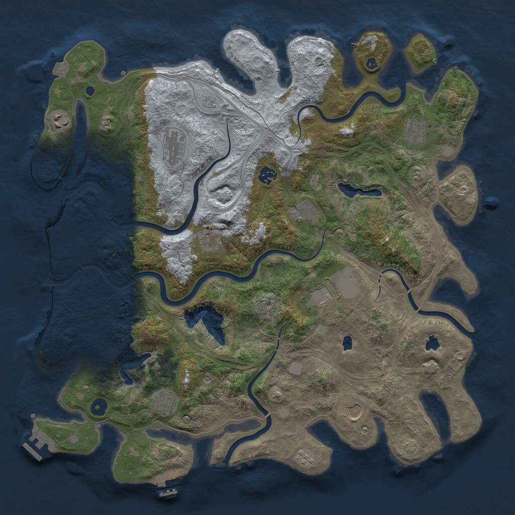 Rust Map: Procedural Map, Size: 4500, Seed: 1297317141, 16 Monuments
