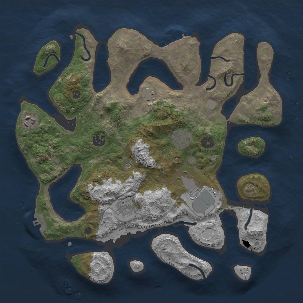 Rust Map: Procedural Map, Size: 3550, Seed: 461382, 14 Monuments