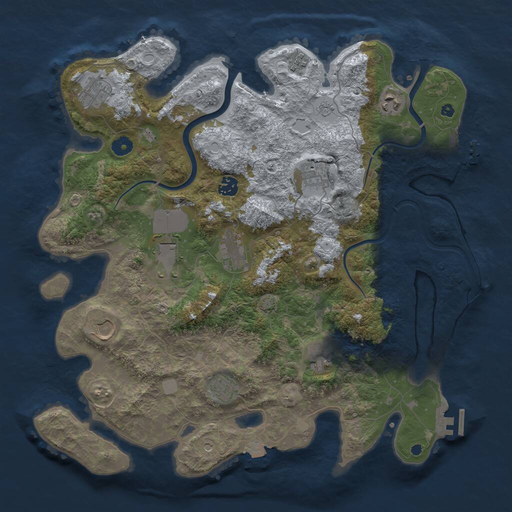 Rust Map: Procedural Map, Size: 3850, Seed: 767854236, 16 Monuments