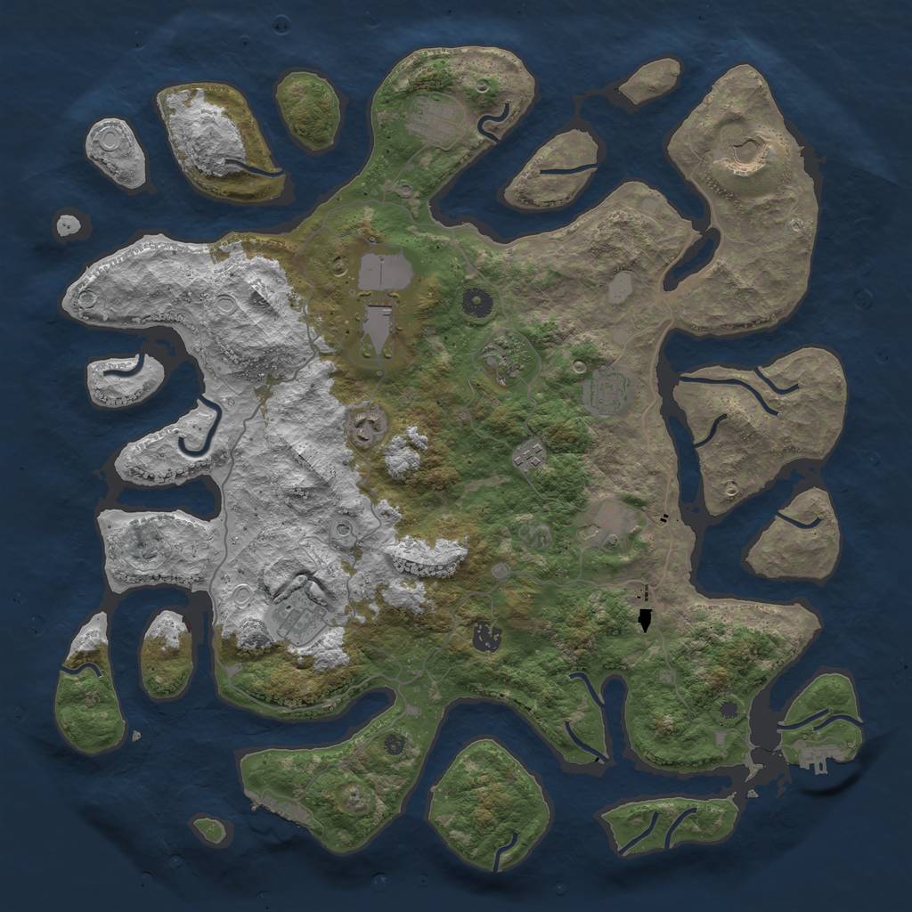 Rust Map: Procedural Map, Size: 4500, Seed: 986298653, 18 Monuments