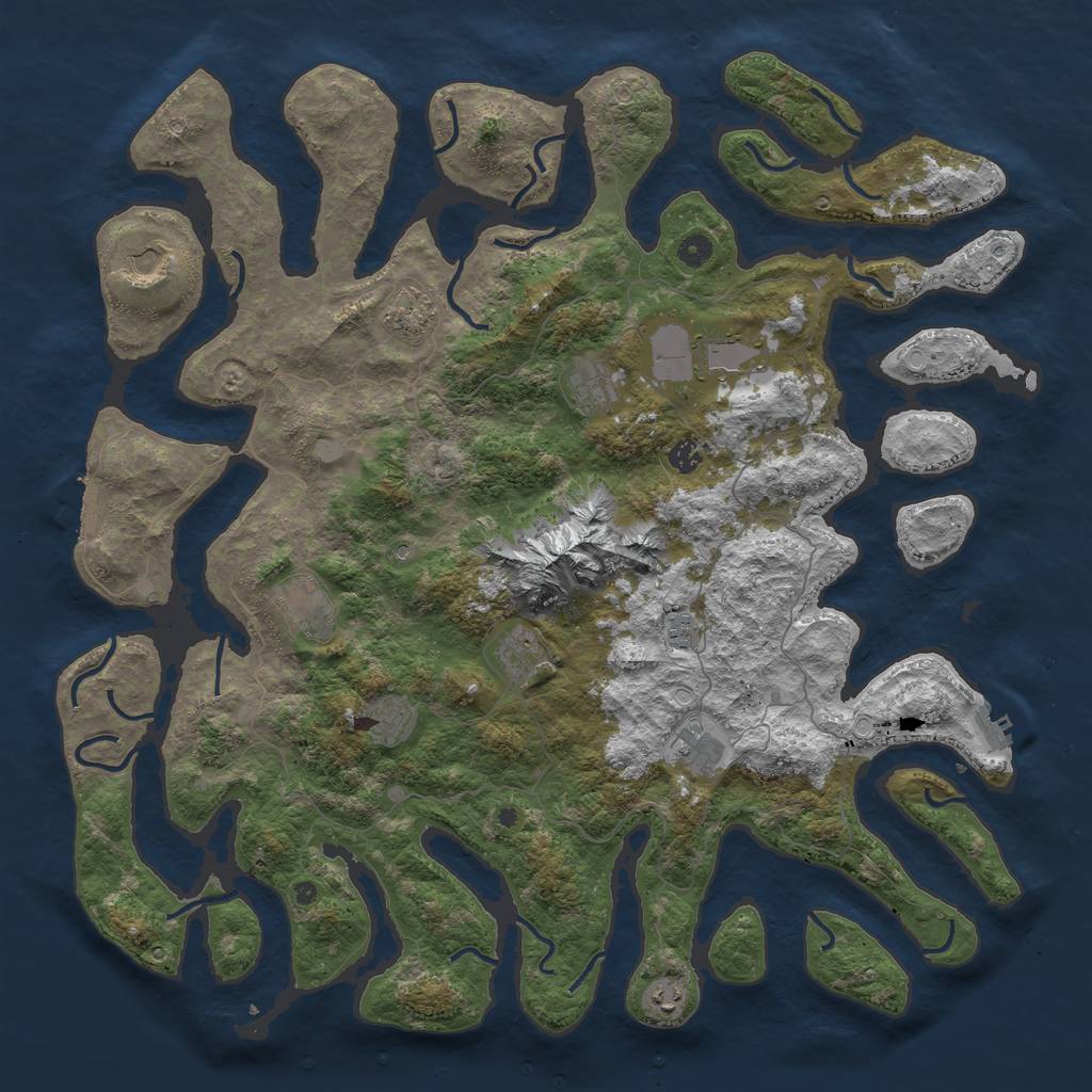 Rust Map: Procedural Map, Size: 5000, Seed: 5555, 19 Monuments