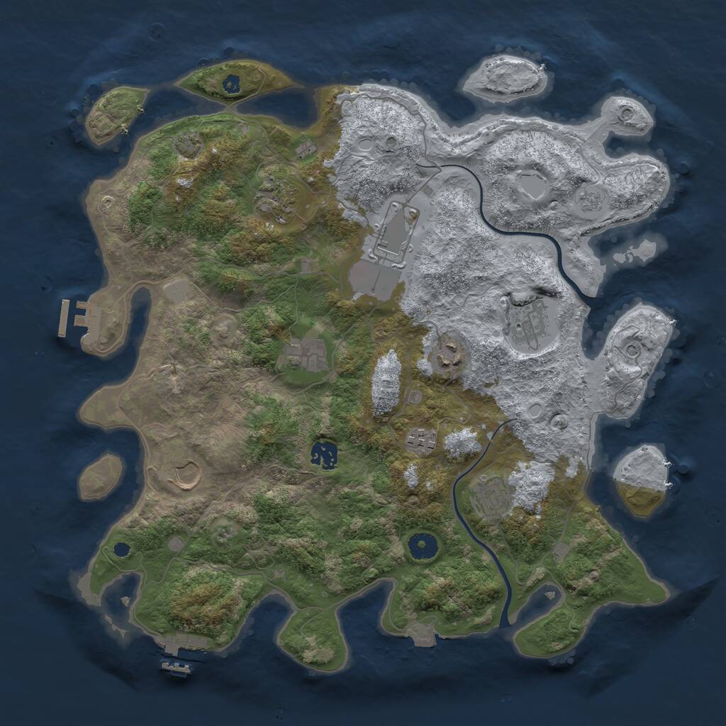 Rust Map: Procedural Map, Size: 3875, Seed: 909849330, 15 Monuments