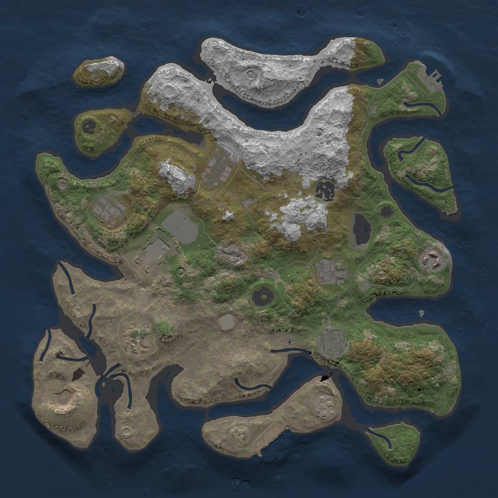 Rust Map: Procedural Map, Size: 3700, Seed: 1787970335, 18 Monuments