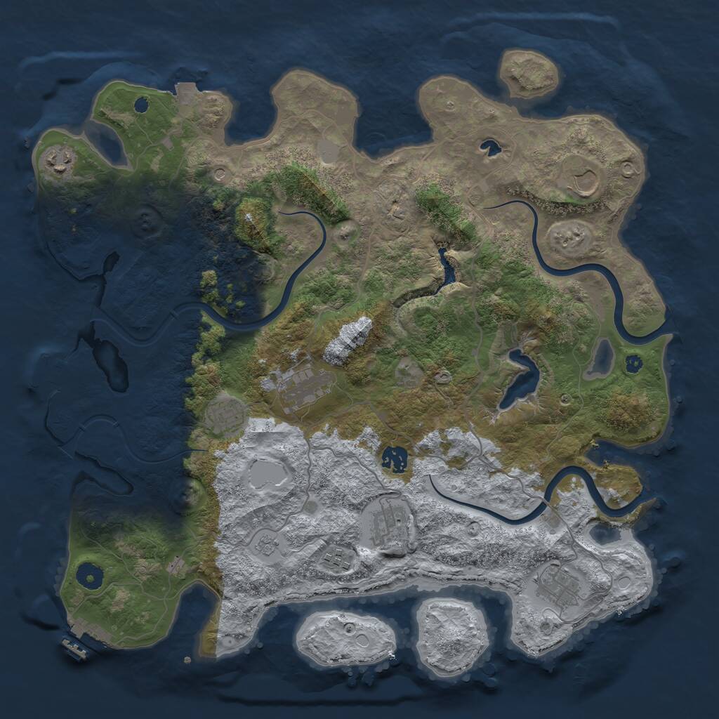 Rust Map: Procedural Map, Size: 4000, Seed: 2258854, 14 Monuments